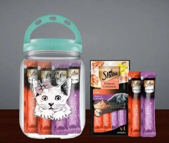 Pote Petisco Cremoso para Gatos SHEBA com 24 Tubos de 12g – Hidratação e Saúde | Caprioli Shop petisco gatos ATUM