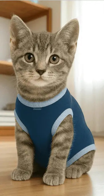 Roupa Protetora Pós-Castração para Gatos - Conforto e Estilo | Caprioli Shop - Tamanho 1 - Macho / 1 pç - roupas