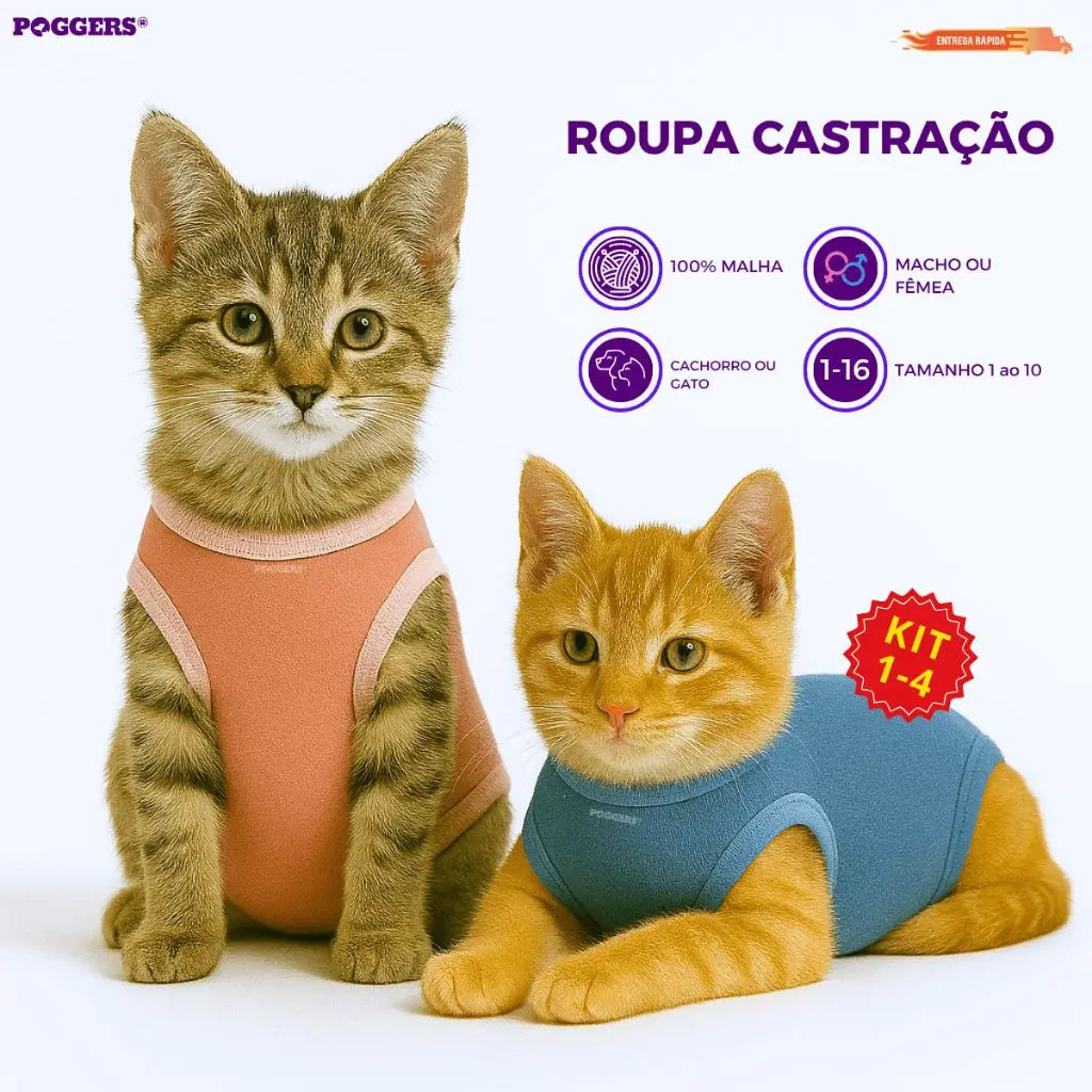 Roupa Protetora Pós-Castração para Gatos - Conforto e Estilo | Caprioli Shop - roupas e acessórios para gatos