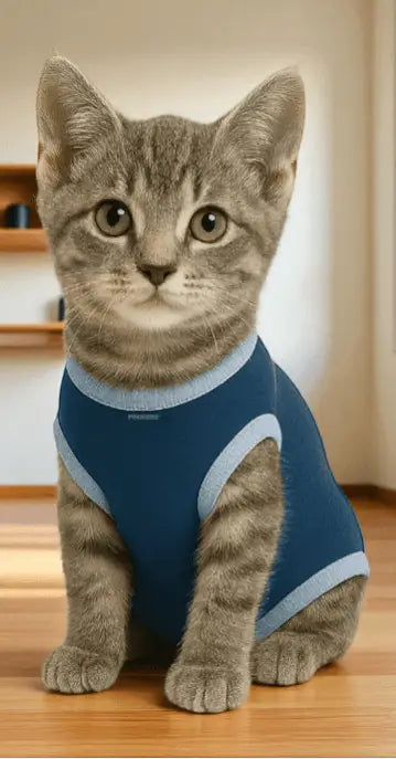 Roupa Protetora Pós-Castração para Gatos - Conforto e Estilo | Caprioli Shop - Tamanho 7 - Macho / 1 pç - roupas