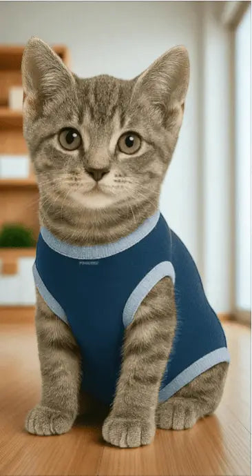 Roupa Protetora Pós-Castração para Gatos - Conforto e Estilo | Caprioli Shop - Tamanho 6 - Macho / 1 pç - roupas