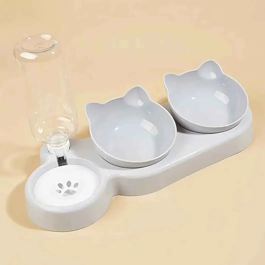 Tigelas 3 em 1 para Gatos Design Inclinado e Sofisticado I Caprioli Shop Comedouro Bebedouro CINZA / XXL