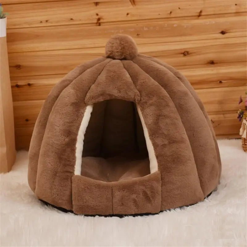 Toca Pet House Acolhedora com Almofada Removível | Caprioli Inter Acessórios para Pets Marrom / P