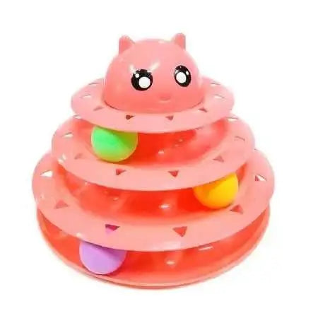 Torre Interativa para Gatos - Diversão e Estímulo | Caprioli Shop - ROSA 3 NÍVEIS - brinquedos para gatos