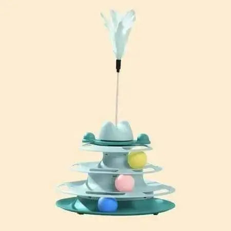 Torre Interativa para Gatos - Diversão e Estímulo | Caprioli Shop - VERDE 3 NIVEIS COM PENA - brinquedos para gatos