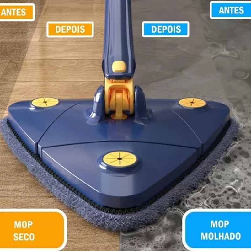 Esfregão Mop Triangular Giratório 360º  Azul