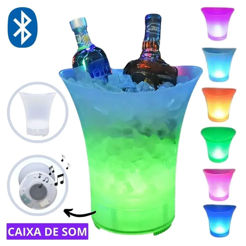 Balde De Gelo com Caixa De Som Led