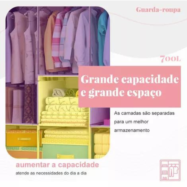 Armario Organizador de Roupa Dobrável 2 Portas