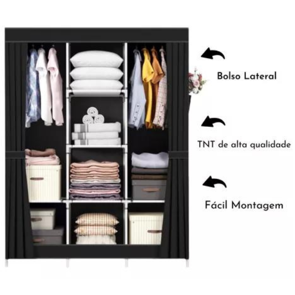 Armario Organizador de Roupa Dobrável 2 Portas