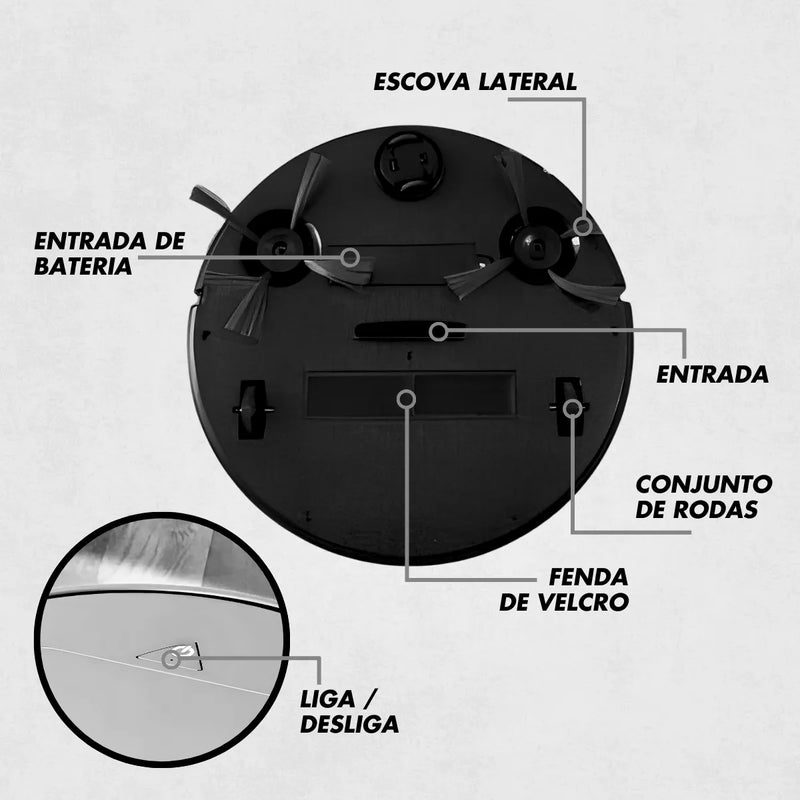 Aspirador De Pó Robô Redondo Inteligente Branco