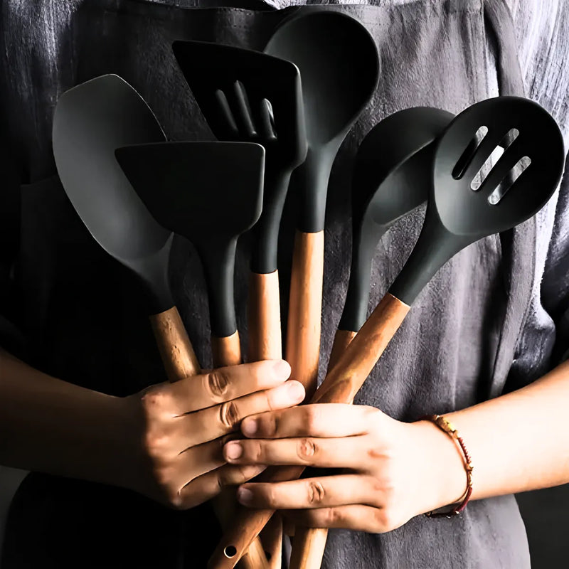 Kit Utensílios de Cozinha Jogo Completo 19 Peças Preto