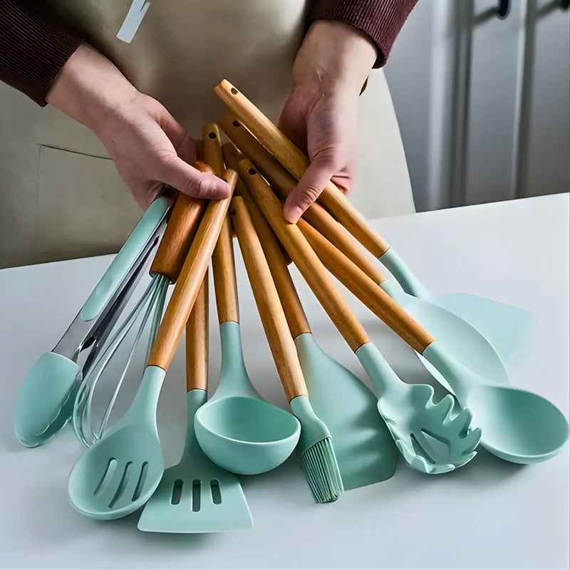 Kit Utensílios de Cozinha Jogo Completo 19 Peças Verde