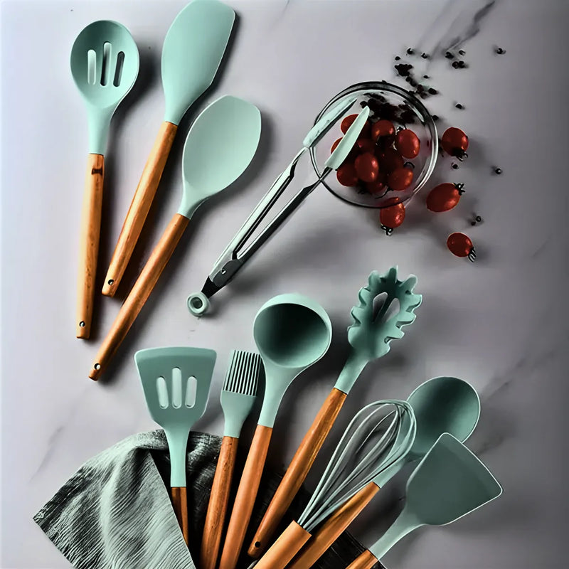 Kit Utensílios de Cozinha Jogo Completo 19 Peças Verde