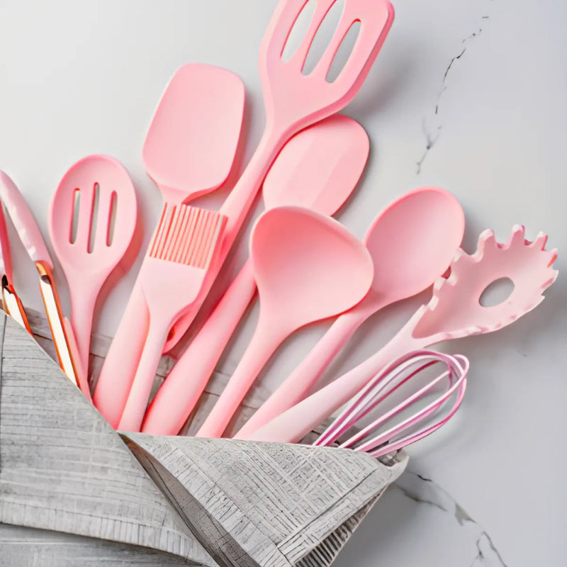 Kit Utensílios de Cozinha Jogo Completo 19 Peças Rosa