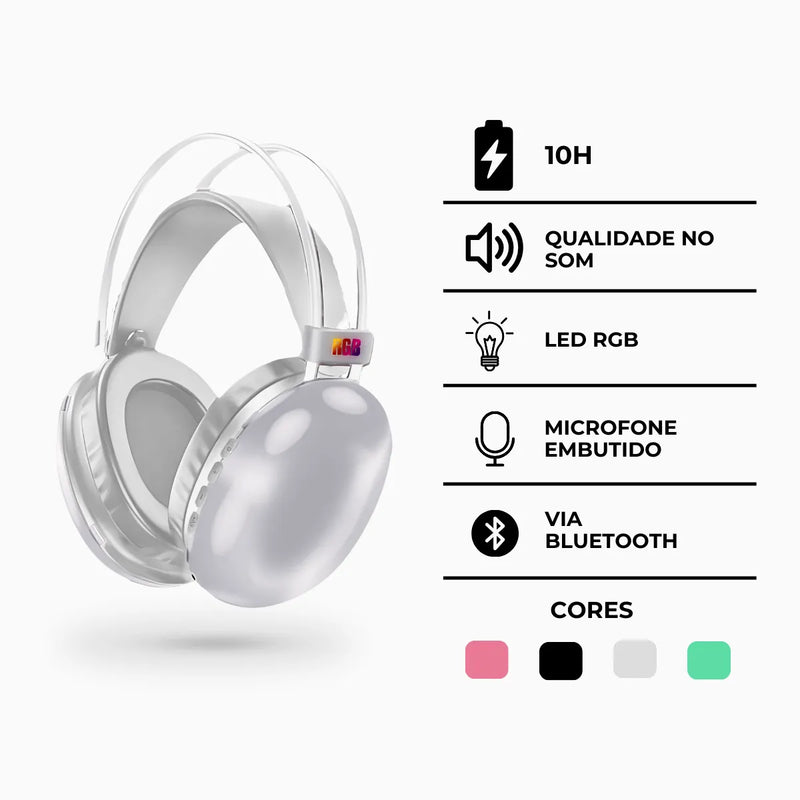 Fone De Ouvido Headset Bluetooth V5.3 Branco