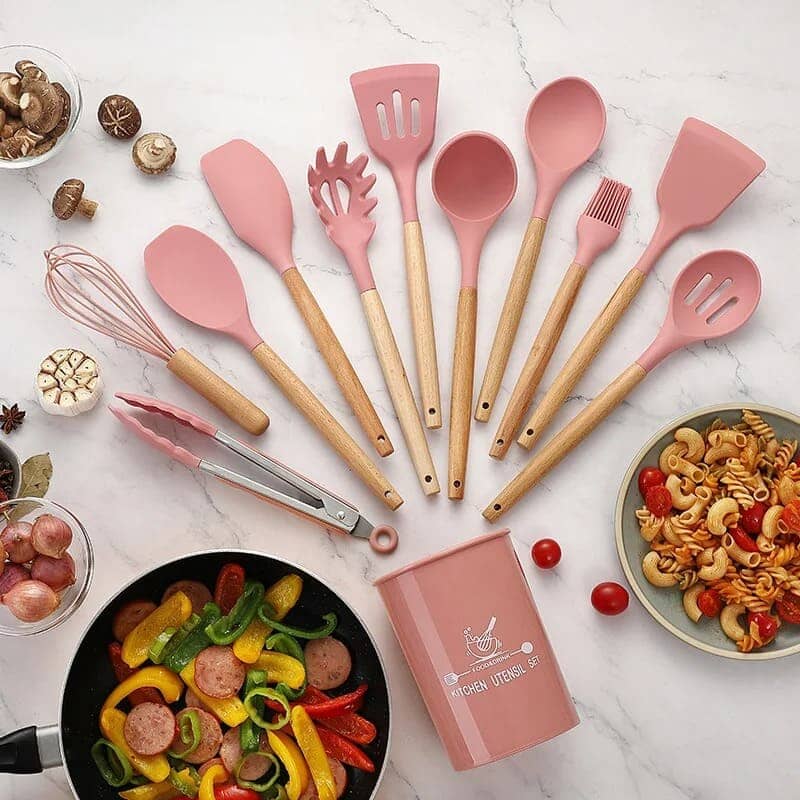 Kit Utensílios de Cozinha em Silicone 12 Peças