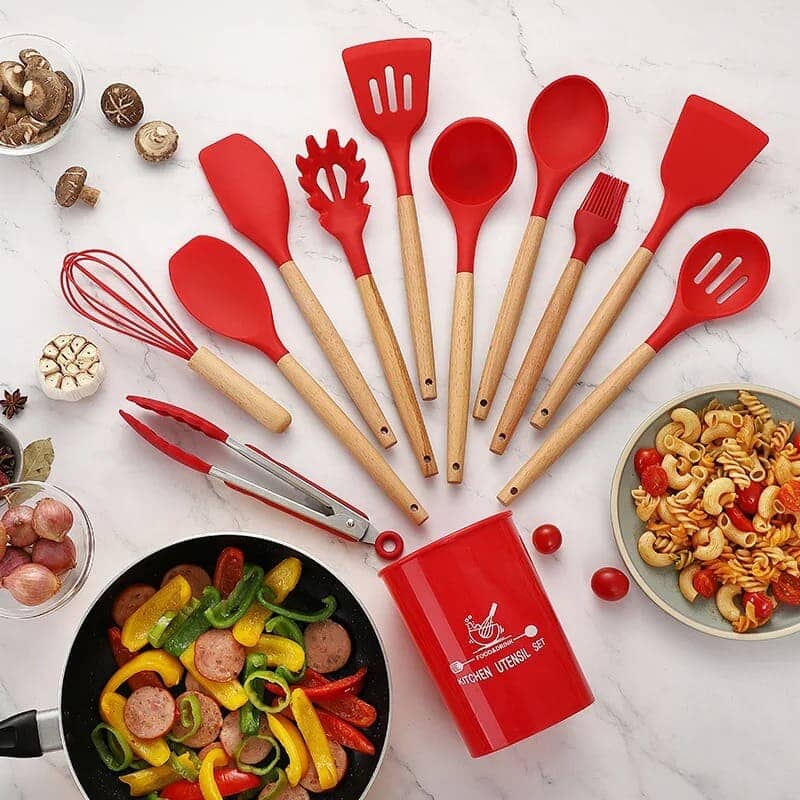 Kit Utensílios de Cozinha em Silicone 12 Peças