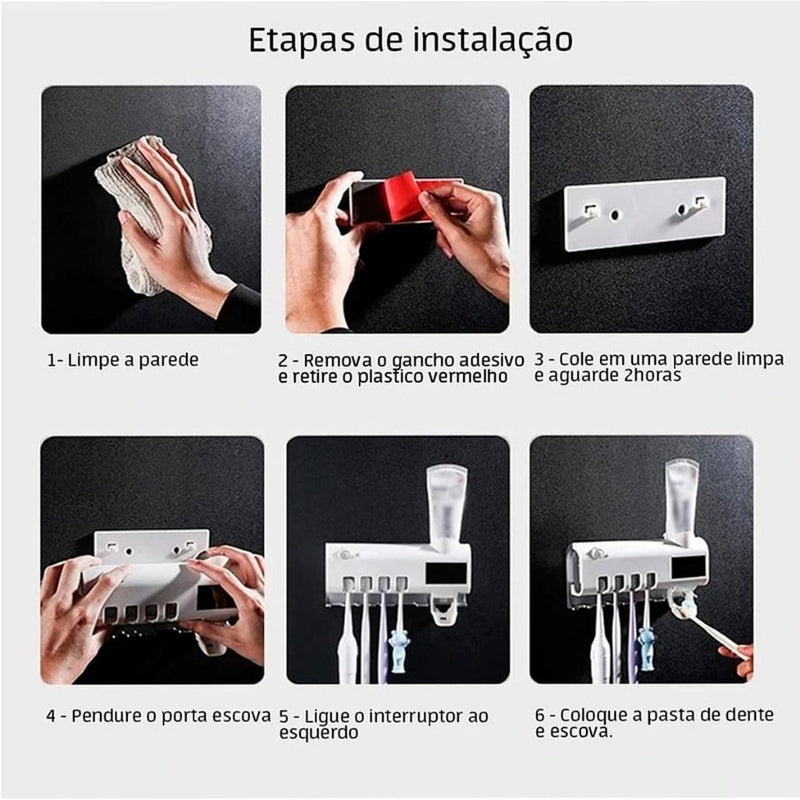 Suporte Escova de Dente com Esterilizador UV