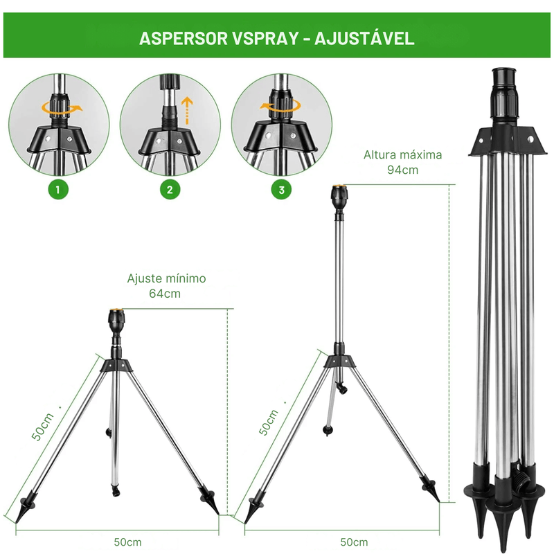 Aspersor Irrigador automático 360 com Tripé - VSpray™ PRO (LEVE 2 E ECONOMIZE)