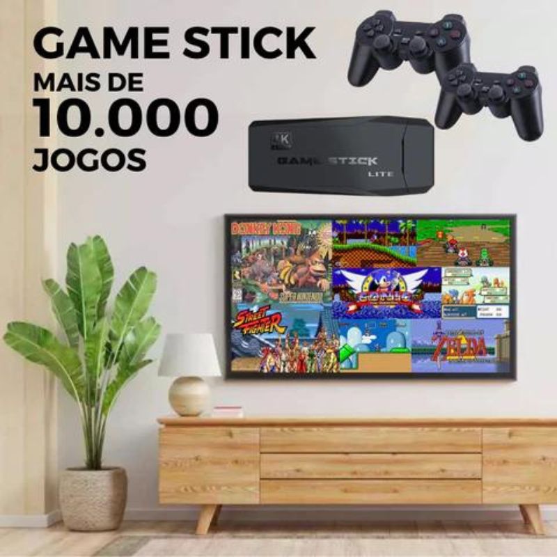 Game Stick Retrô Original 4K Ultra HD 10.000 Jogos