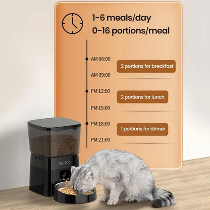 Comedouro Automático ROJECO Premium Botão – Controle Inteligente, Ração Seca Gatos Cães | Caprili Shop - capriolishop - 2