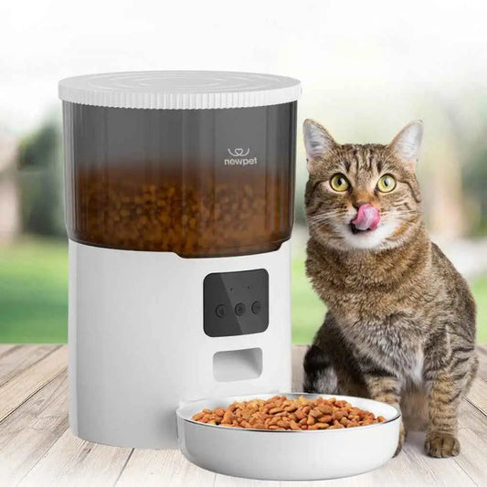 Alimentador Automático Inteligente para Gatos 4L com Controle de Porções | Caprioli Inter Comedouro branco