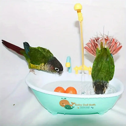 Banheira Automática para Pássaros - Higiene Fácil e Portátil | Caprili Inter - Brinquedos acessórios passaros - Verde