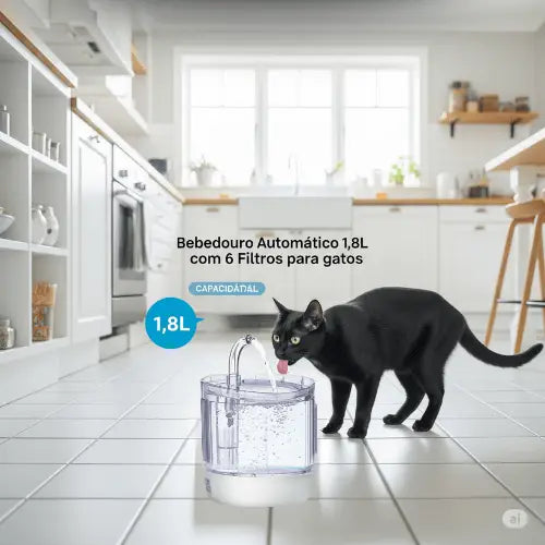 Bebedouro Automático 1,8L com 6 Filtros para Pets | Caprioli Inter bebedouro gato