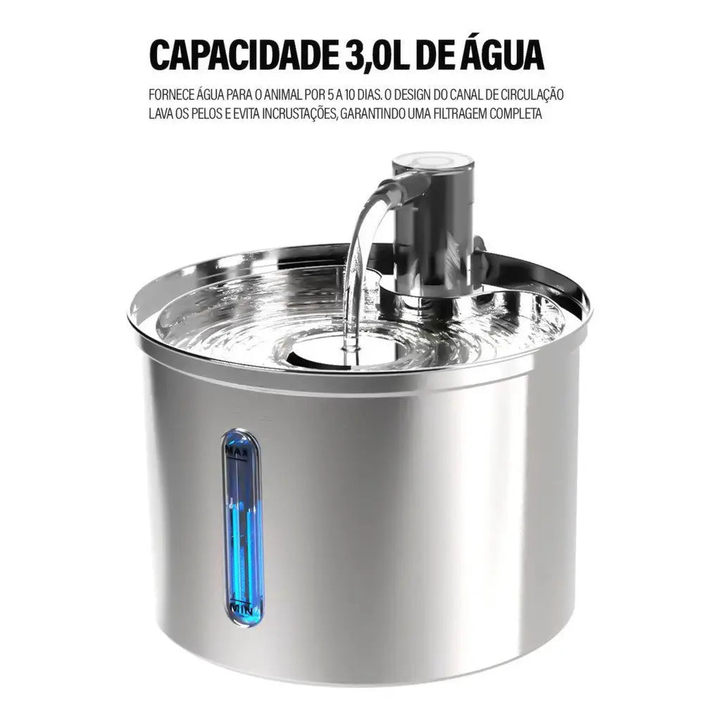 Bebedouro Fonte de Água Inox 3L Silenciosa para Gatos | Caprioli Shop bebedouro gato