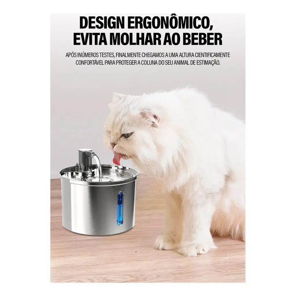 Bebedouro Fonte de Água Inox 3L Silenciosa para Gatos | Caprioli Shop bebedouro gato