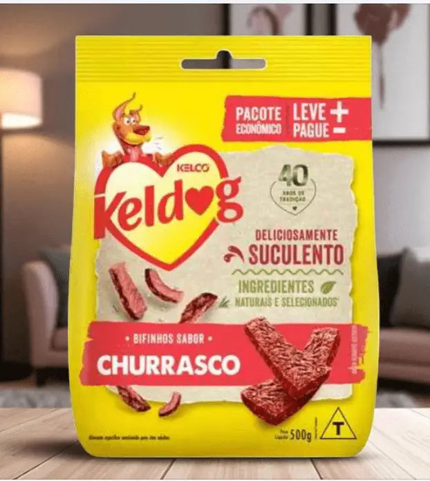 Bifinho de Churrasco Keldog 500g Sabor Irresistível | Caprioli Shop petisco para cachorro