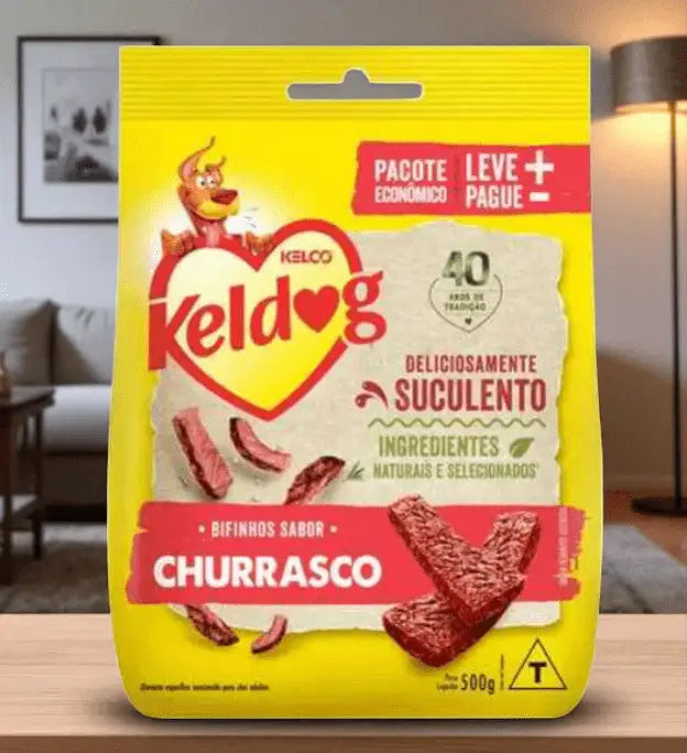 Bifinho de Churrasco Keldog 500g Sabor Irresistível | Caprioli Shop petisco para cachorro