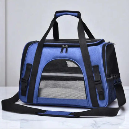 Bolsa de Transporte para Gatos Dobrável Ventilação Conforto e Segurança | Caprioli Inter Azul Escuro