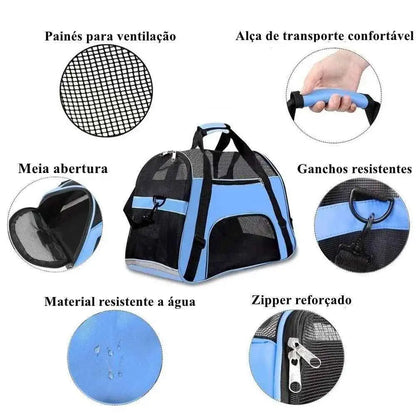 Bolsa Transporte para Gatos Pequeno Porte – Viagem Passeio e Avião Conforto Segurança Caprili Shop transporte gatos