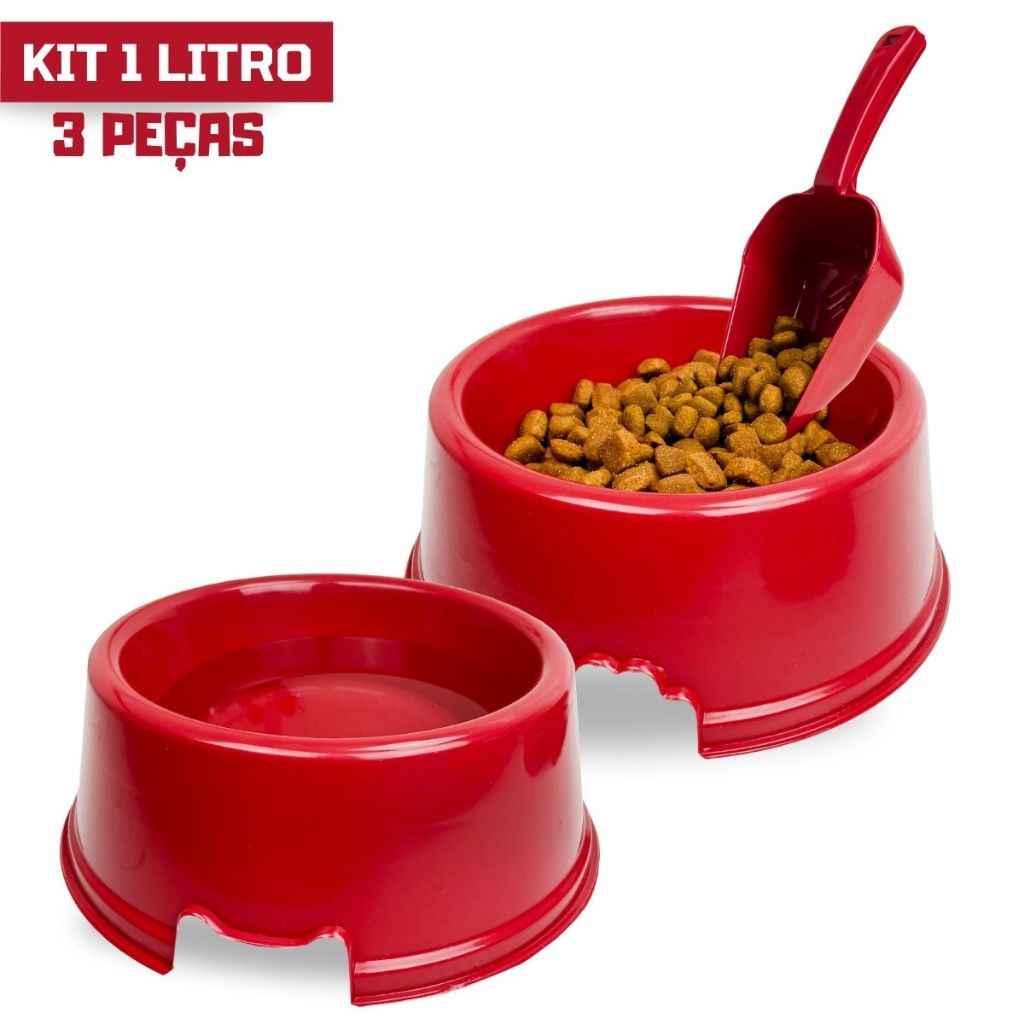 Kit 2 Comedouros Grandes 1L Gatos com Concha Dosadora | Caprioli Shop