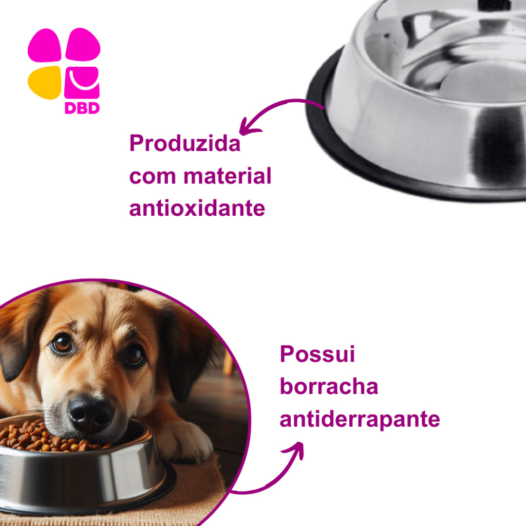 Comedouro Inox Antiderrapante para Pets - Elegância e Praticidade | Caprioli