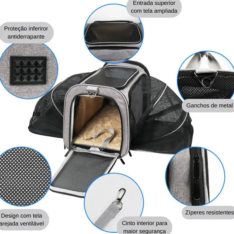 Expandable Pet Bag for Safe and Comfortable Travel | Caprioli - Details