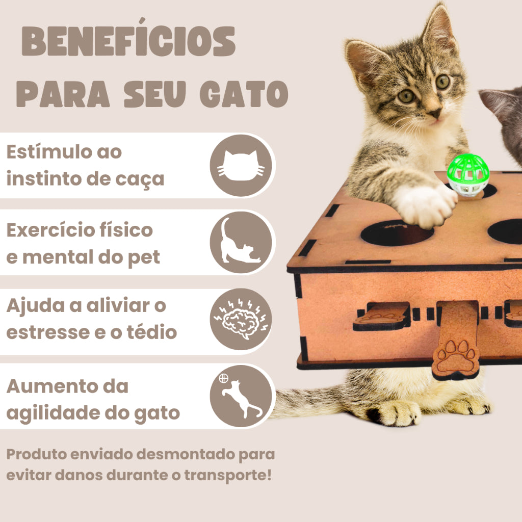 Brinquedo Interativo para Gatos Piano MDF - Diversão Premium | Caprioli