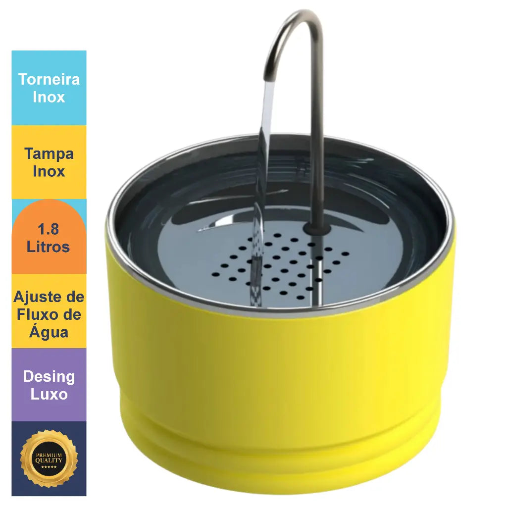 Bebedouro fonte Inox para Pets 1.8L Hidratação Premium | Caprioli Shop