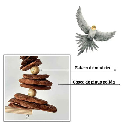 Brinquedo Balanço para Calopsita e Periquito Casca de Pinus Natural | Caprioli Shop brinquedo acessórios pássaros