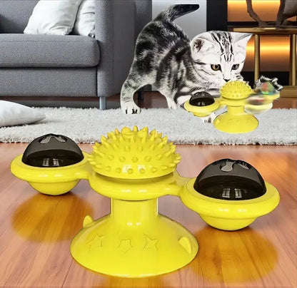 Brinquedo Giratório para Gatos - Design de Moinho Vento | Caprioli Inter - brinquedos gatos - Amarelo