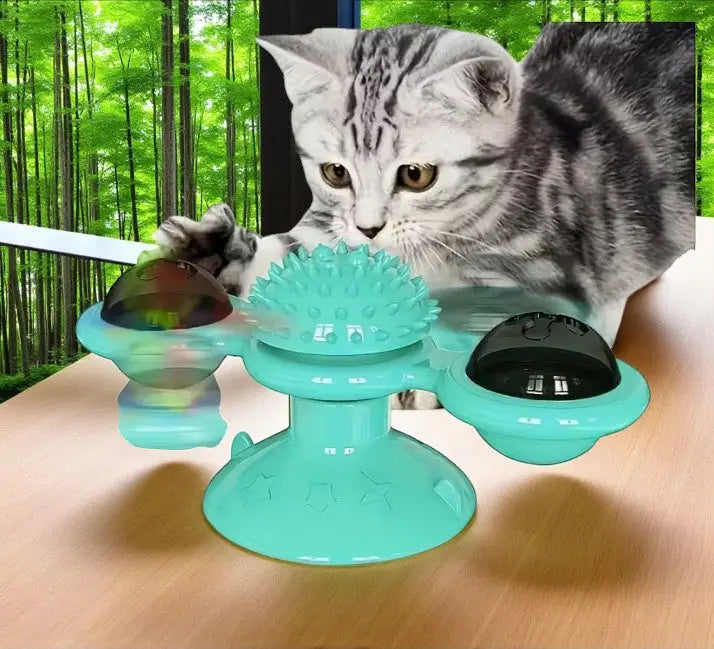 Brinquedo Giratório para Gatos - Design de Moinho Vento | Caprioli Inter - brinquedos gatos - Lago Azul