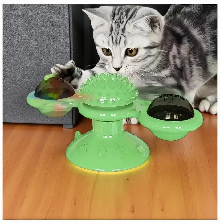 Brinquedo Giratório para Gatos - Design de Moinho Vento | Caprioli Inter - brinquedos gatos - Verde
