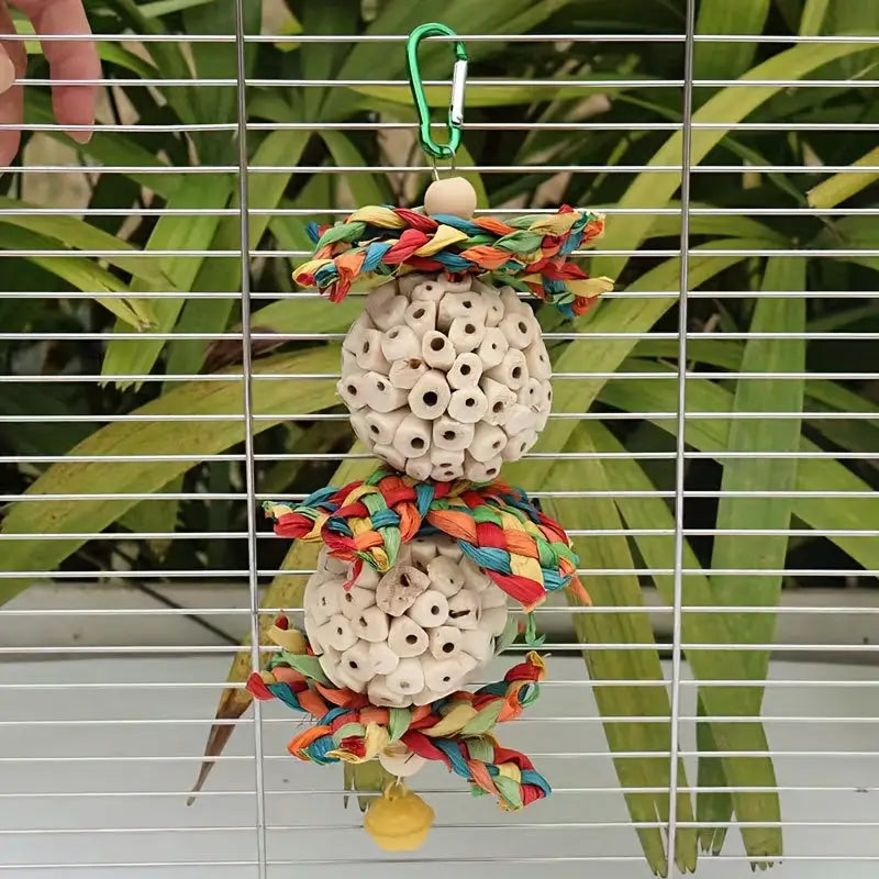 Bird Bell Toy - Colorful Fabric + Chewable Ropes | Caprioli Shop
