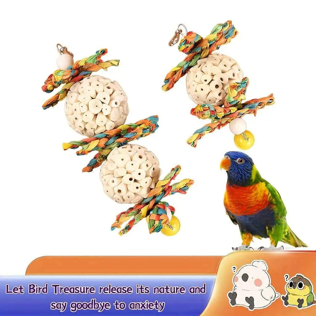 Bird Bell Toy - Colorful Fabric + Chewable Ropes | Caprioli Shop