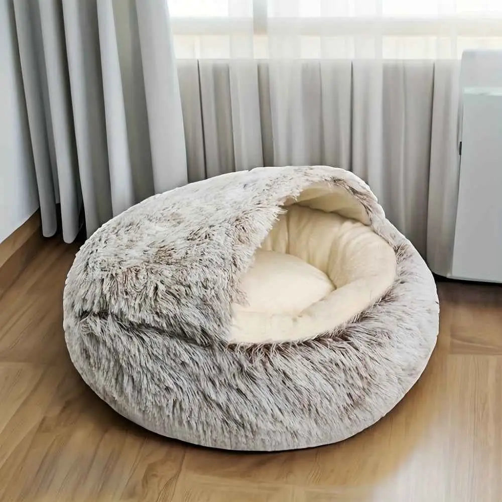 Round Plush Pet Bed - Nest with Hood | Caprioli Int