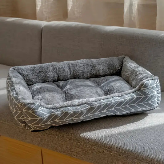 Cama para Gatos e Cães Pequenos Xadrez Cinza em Poliéster Quente | Caprioli Inter Caminha casinha Cachorro