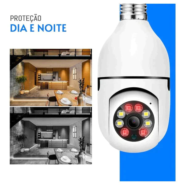 Câmera Lâmpada Inteligente 360° wifi 1080 HD Visão Noturna