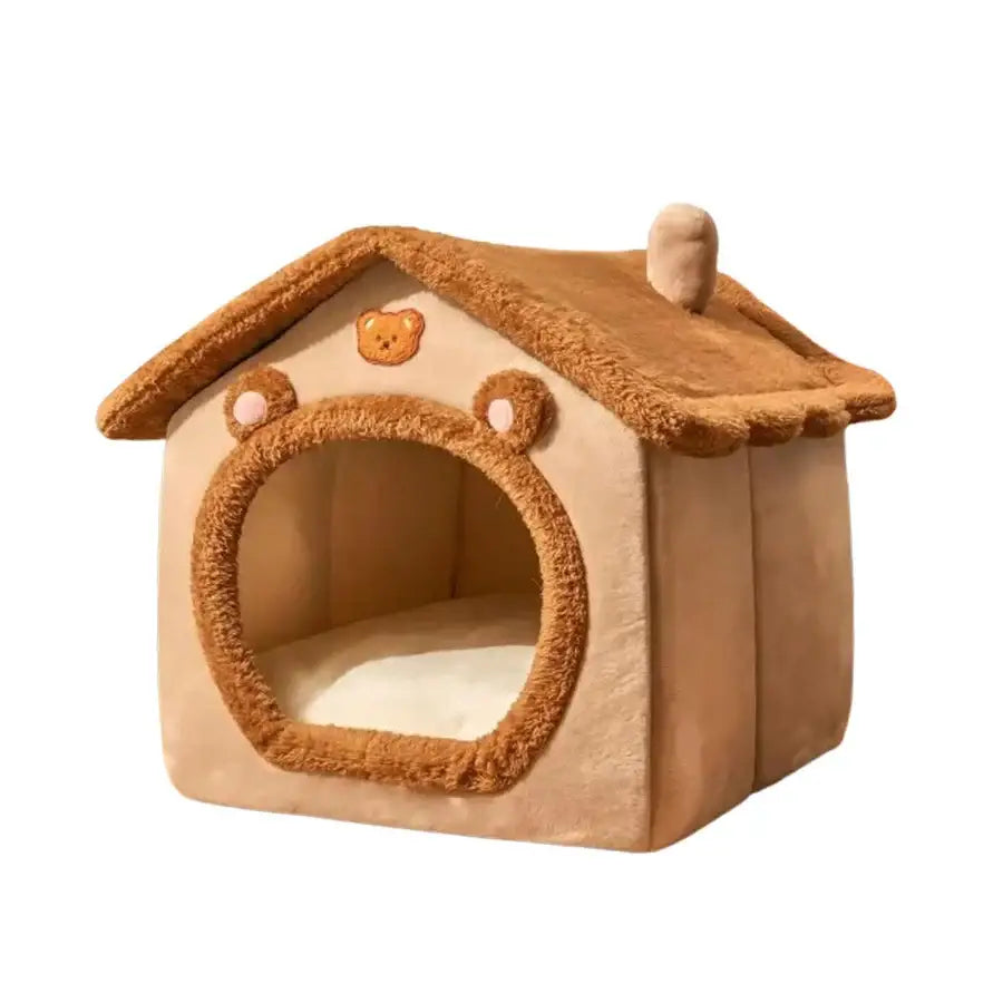 Casa Dobrável com Chaminé para Gato Conforto Portátil e Aconchegante | Caprioli Inter gatos Marrom / 30 × 33 32 cm