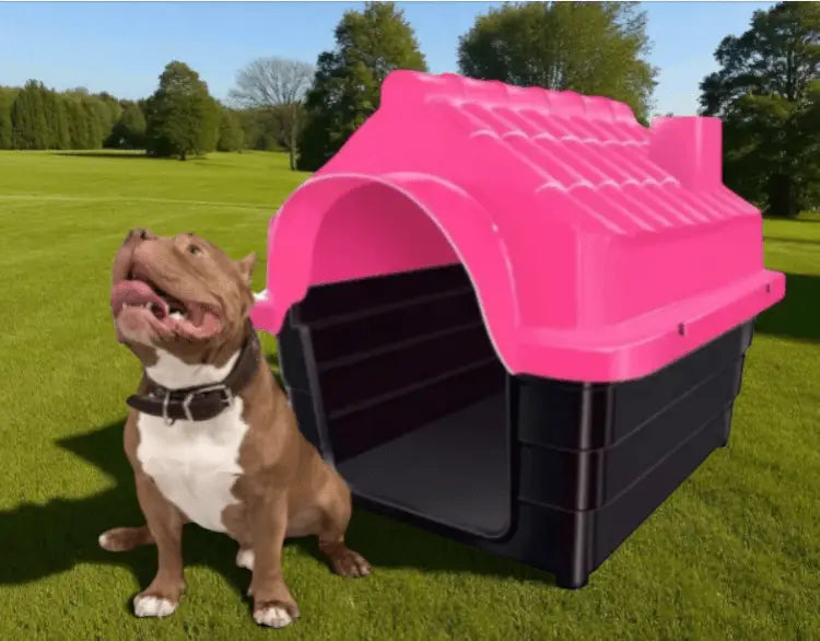 Casinha Plástica Injetada N7 para Cães de Porte Médio a Grande – Caprili Shop Caminhas e Casinhas ROSA